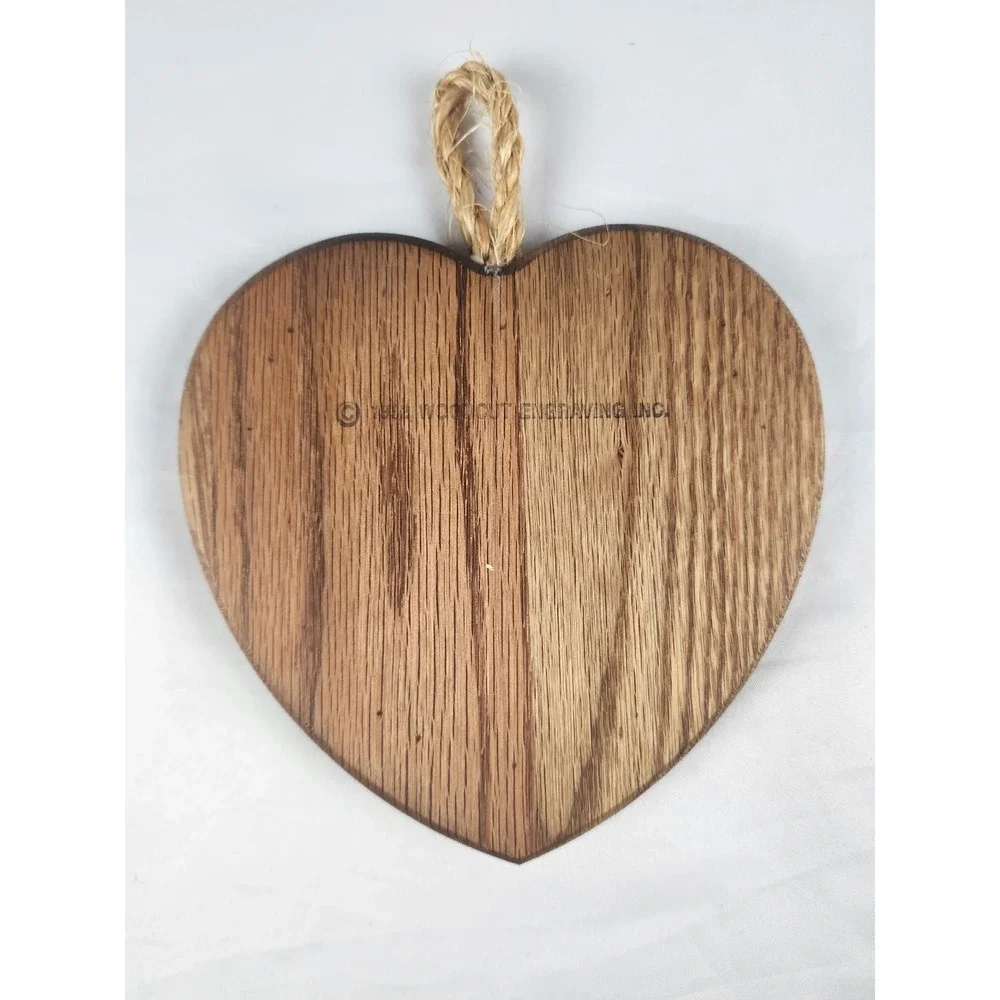 Vintage Woodcut Engraving Heart Welcome Wall Hanging Folk Art Rustic Country